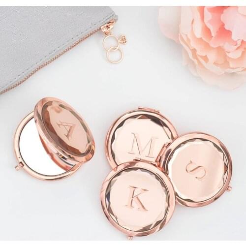 Free Custom your logo Portable Makeup Mirror Gold Mirror Double-Side Pop-Up Pocket Mirror Beauty Accessories Rose Gold