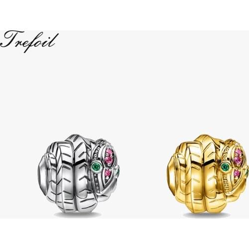 Snake Beads 925 Sterling Silver Golden Fits Bracelet Bangles 2021 New Fine Jewelry Accessories DIY Making Necklace Charms Gift