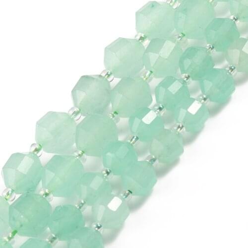 Natural Stone Beads Green Aventurine Jades Faceted Sharp Energy Column Beads for Jewellry Making DIY Bracelets Accessories 15