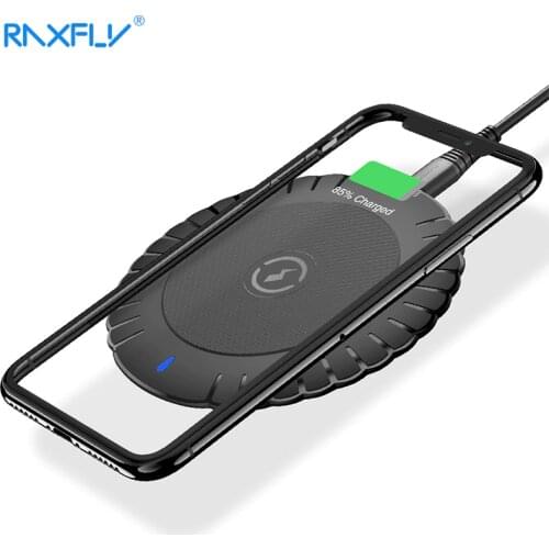 RAXFLY 10W Fast Wireless Charger For iPhone X XS Max XR Qi Wireless Charger For Samsung S9 S8 + Note 9 S7 Edge Charging Pad