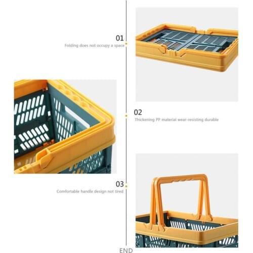 Home Collapsible Shopping Basket Plastic Folding Storage Crate with Handle Milk Toys Food Clothes Books Holder