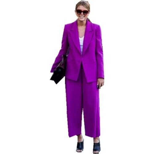 Purple Women Busines Pant Suits Jacket+Pants Women Business Womens Pantsuit Office Uniform Style Female Trouser Suit Custom Made