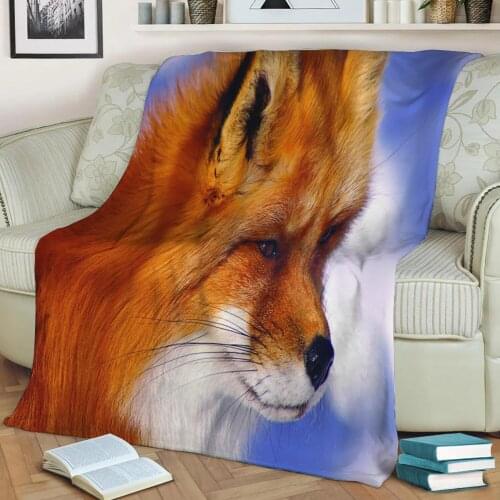 Animal Fox Flannel Throw Blanket 3D Printed Keep Warm Sofa Child Blanket Home Decor Textiles Dream Family Gift