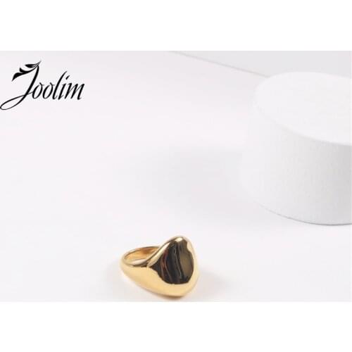 Joolim High End 18K Gold PVD Fashionable Hammer Concave Rings for Women Stainless Steel Jewelry Wholesale