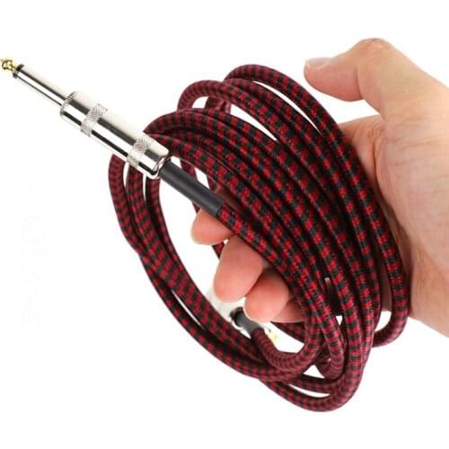 Guitar Cable o Male to Male Cable Wire Cord Knitting 6.35mm Straight Plug for Electric Acoustic Guitar Bass