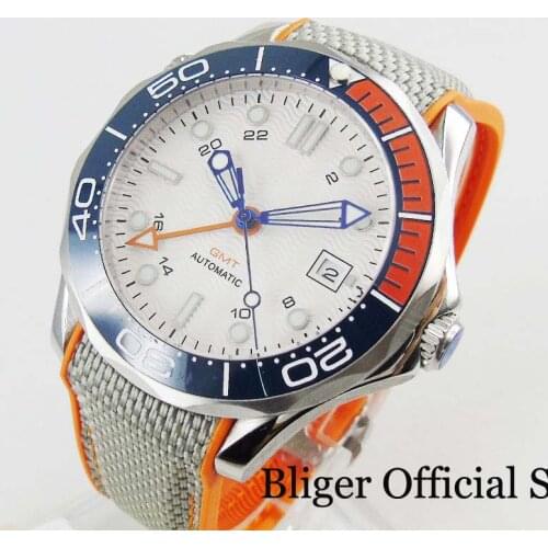 3 Models Self Winding Men Watch 41mm Wristwatch Date Window Sapphire Glass Luminous Marks Rubber Strap Ceramic Bezel