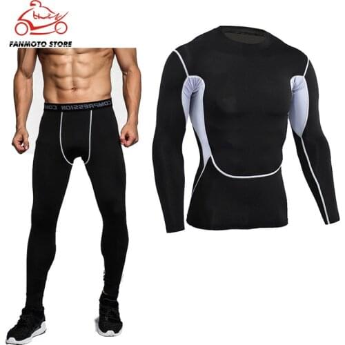 Male Motorcycles Sport Suit Men Long Sleeve Running Sets Quick Dry Basketball Gym Jogging Suit Compression Fitness Set Clothes