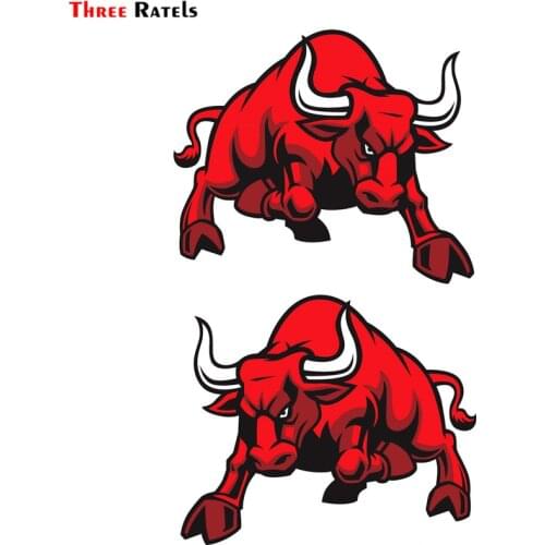 Three Ratels TZ-175 17.7*15cm 1-3 pieces Angry Spanish Bull Red car sticker car stickers