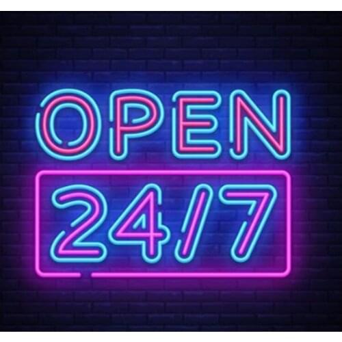 Neon Sign For 24 open neon Commercial club Lamp resterant art light outdoor lighting store Recreation Room Shopping Hall Sign