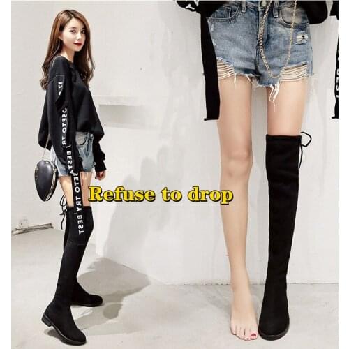 2021 New Fashion Boots Female Women Shoes Knee High Flocks Party Shoes Ladies Fur High Heels Female Footwear Botas De Mujer