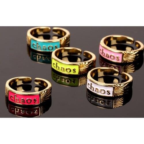 New Colorful Couple Ring Open Adjustable Size Letter Love Hope Copper Rings For Women Men Fashion Creative Jewelry Party Gift