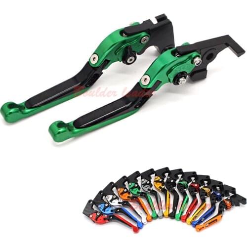 Green New Adjustable Foldable Extendable Motorbike Brakes Clutch CNC Levers Kawasaki Z800 E version 2013 2014 2015 2016