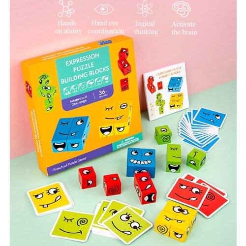 Newest Arrival Cartoon Cube face changing cube building blocks Cube Montessori Anxiety Stress Relief Toys For Children