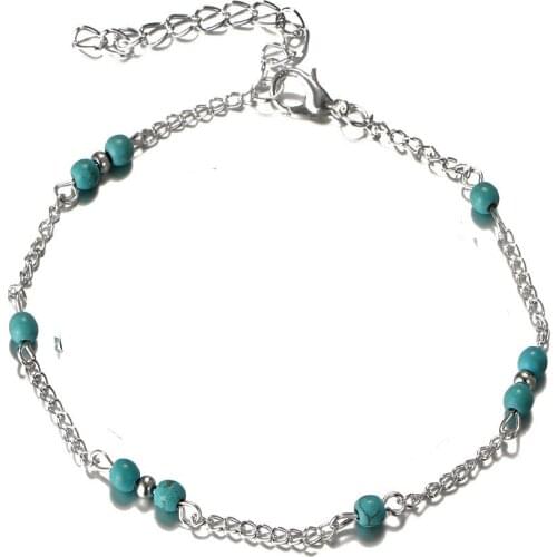 New Boho Beads Anklets For Women Charm Anklet Bracelets Beach Summer Jewelry Silver Leg Chain tobilleras pulsera para tobillo