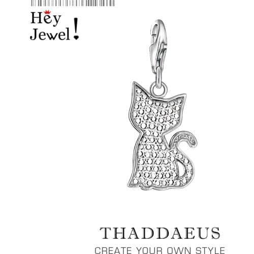 White Little Kitten Cat Charm Women Animal Cute 925 Sterling Silver 2020 New Europe Pendant Fit Bracelet Charm Jewelry Gift