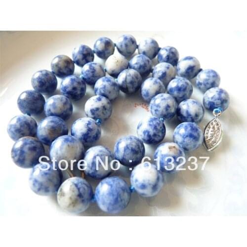 Hot free Shipping new 2014 Fashion Style diy Charming 10mm Lapis Lazuli Round Beads Necklace 18" MY5165