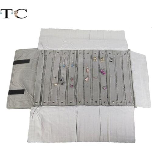 Jewelry Carrying Cases Velvet Travel Jewelry Portable Display Organizer Travel Roll for 60pairs of Stud/Earrings Hanging Bag