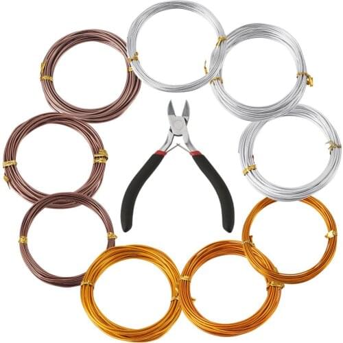 9rolls Mixed Color Aluminum Wire with 1pc Carbon Steel Jewelry Pliers ToolFor DIY Handmade Jewelry Making Findings Material