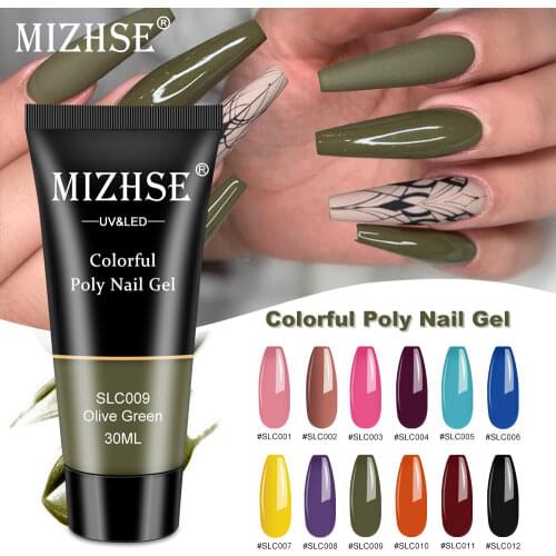 MIZHSE Nail Extension Poly Nail Gel Set With Nail Tips Dual Form Qiuck Dry Poly Nail Gel Soak Off UV Builder Gel Nail Art Gel