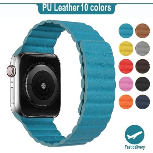 PU Leather loop strap Watchband for apple watch band 44mm 40mm Replacement iWatch series 6 5 4 3 2 bracelet 42mm 38mm Wristbands