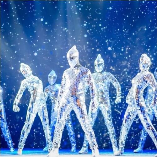 Sexy Mirror Costume Women Men Mirror Dress Stage Costume ds Party Performance Nightclub Jumpsuit Bar GoGo Dance Costume