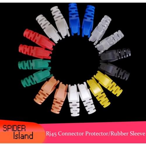 100pcs / lot J45 Network Crystal Cable Connector CAT6A CAT5A Rubber Sleeve Protective Case Rj45 Protector Cover