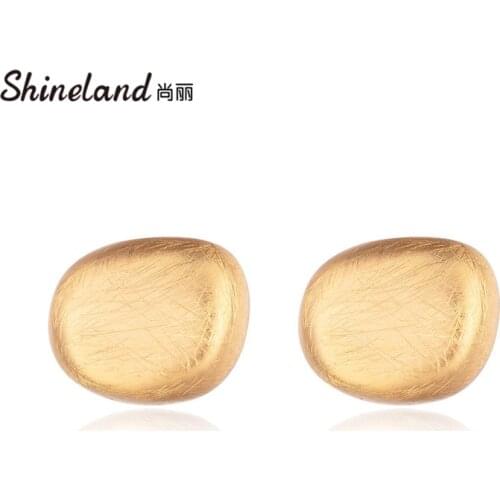 Shineland 2021 New Simple Small Geometric Metal Stud Earrings for Women Lady Classic Vintage Statement Brincos Fashion Jewelry