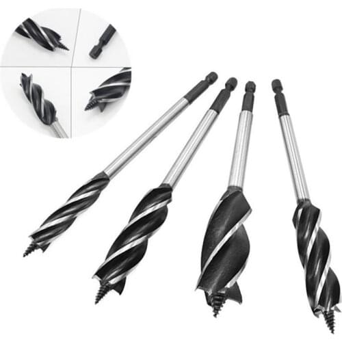 1Pcs Wood Cut Drill Bit 4 Slots 4 Edges Blades Twist 10-35mm Drill Bit Wood Fast Cut Auger Carpenter Joiner Tool Hexagonal Shank