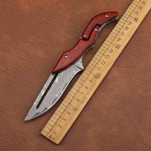 Damascus Steel Sheet Tactical Hunting Machinery Folding Camping Self-Defense Rescue Portable Outdoor Knife EDC Tool