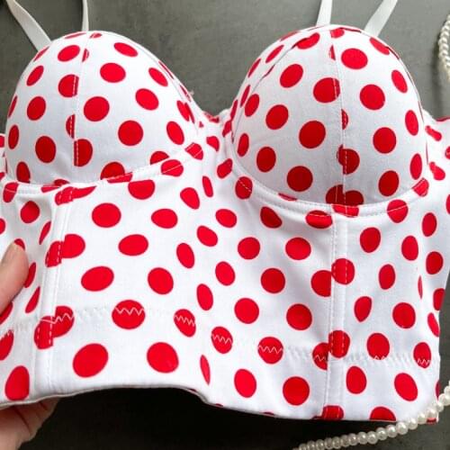 2020 new Women Camisole Top Retro Polka Dot Printing Crop Top Bustier Bra Night Club Party Tank Tops Female Top