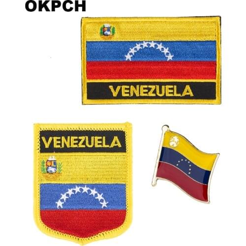 Venezuela National Flag Embroidered Iron on Patches for Clothing Metal badges PT0183-3