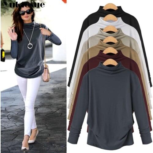Vintage womens tshirt top turleneck long sleeve female T-shirt T-shirts for women t shirt woman tee shirt tops plus size 5XL