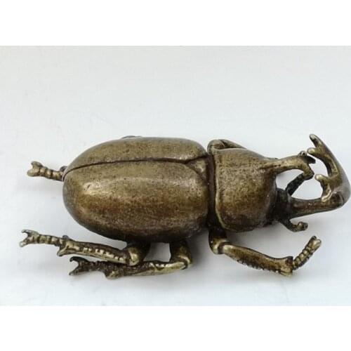 YIZHU CULTUER ART Collection China Old Bronze Carved Charming Beetle Statue Pendant Or Paperweight Gift