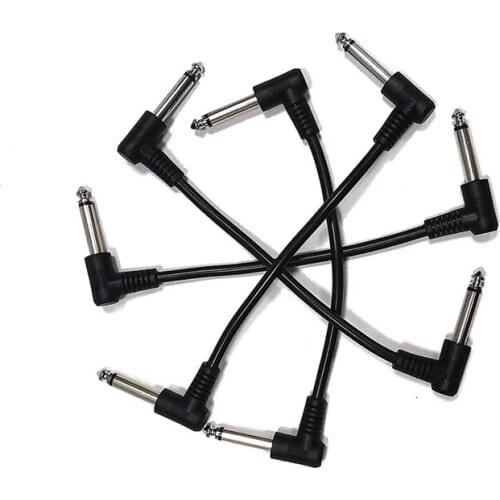 6PCS 3 Inch Guitar Patch Cables, Black Guitar Pedal Cable Effect Cable Cord, 1/4 Inch TS Right Angle Guitar Patch Cable