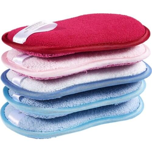 Antibacterial Microfiber Kitchen Scouring Pads Double Side Sponges Scourer Non Odor Dish Scrubber Brush, Great for Non Stick Pan