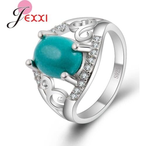 Antique Ring for Women 100% Pure 925 Sterling Silver Shining AAA Cubic Zirconia Inlay Paved Opal Stone Wedding Jewelry
