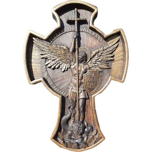 Archangel Michael Natural Wood Carved Religious Icon Christian Wooden Gift for Him Housewarming Gift Gifts for Men Dropshipping