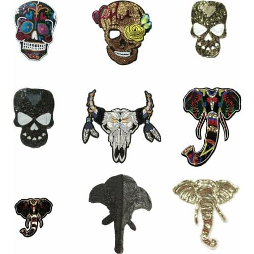 Large embroidery big skull animal cartoon patches for clothing CA-56