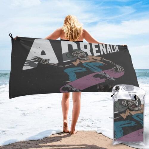 Quick Drying Pocket Towel Skeleton Playing Skateboard Portable Water Absorbent Towel No Pilling Sports Bath Towel