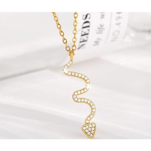 Fashion Animal Snake Dangle Zircon Pendant Necklace for Women Minimalist Choker Chain Female Birthday Jewelry Bijoux Gift