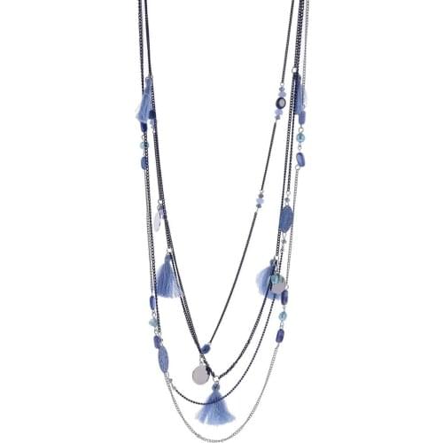 Handmade Shell Beads Long Necklace Copper Sheet Cotton Thread Tassel Multilayer Chain Necklaces Jewelry For Women Accessories