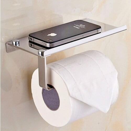 For Hotel Toilet Paper Rolls Holder Stainless Steel Tissue Box Shelf Wall Shelves Mobile Phone Storage In The Bathroom