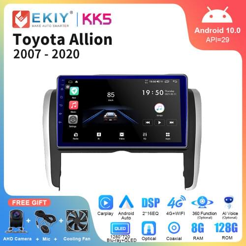 EKIY 8 Core 1280*720P Android 10.0 Car Radio For TOYOTA Allion 2007 2008-2015 Multimedia Player GPS Navi All-in-One Head Unit