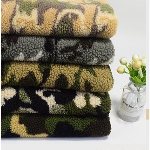 Lamb wool jacquard camouflage plush fabric printed flannel Thicken Polar fleece cloth DIY coats clothing Handmade Sewing