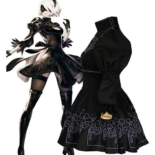 Halloween Adult Costumes Nier Automata Yorha 2B Cosplay Suit Anime Women Outfit Disguise Costume Set Fancy Girls Party Black