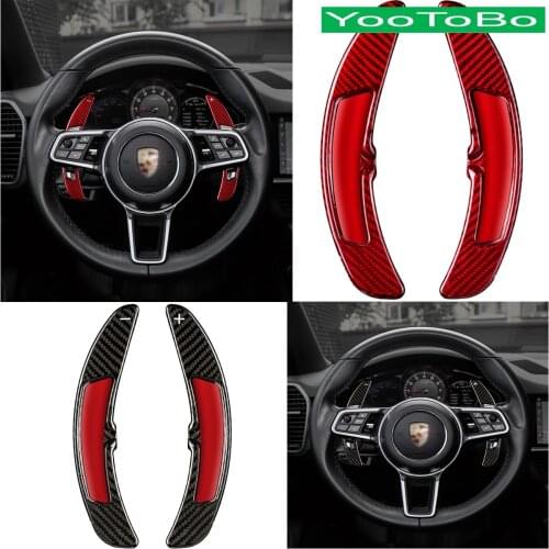 Forged Carbon Fiber Car Steering Wheel Paddle Shifters Extension For Porsche Macan Cayenne 718 911 918 Spyder Boxster Panamera