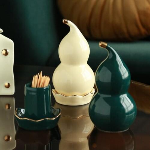 Creative gourd toothpick box, household light luxury ceramics, environmental protection toothpick box