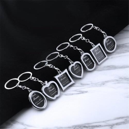 MINI Personalized Creative Hollow Metal Frame Car Key chain Wedding Customized Photo Key Rings