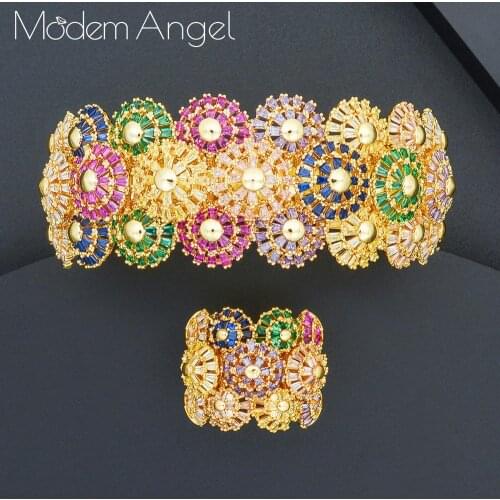 ModemAngel Trendy Luxury Stackable Bangle For Women Wedding AAA Cubic Zircon Crystal CZ Dubai Bracelet Party Jewelry