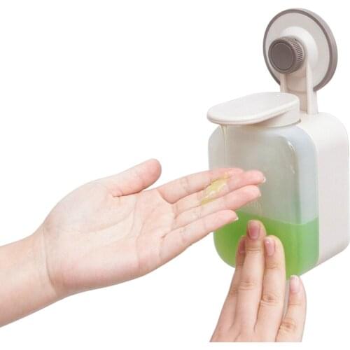 Bathroom Suction Cup Liquid Soap Dispenser Kitchen Sink Plastic Press Portable Wall-mounted Hand Bottle Punch-free Bath Supplies